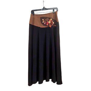 Anage too Artsy Boho Maxi Skirt Floral Denim Flow Lined Maxi Skirt 4